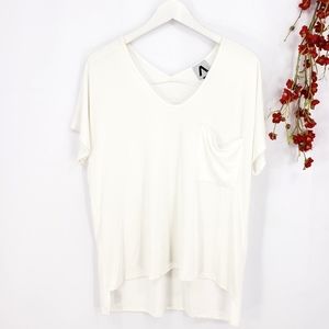New COA Luxurious Off-White V-neck Woven Pocket Top